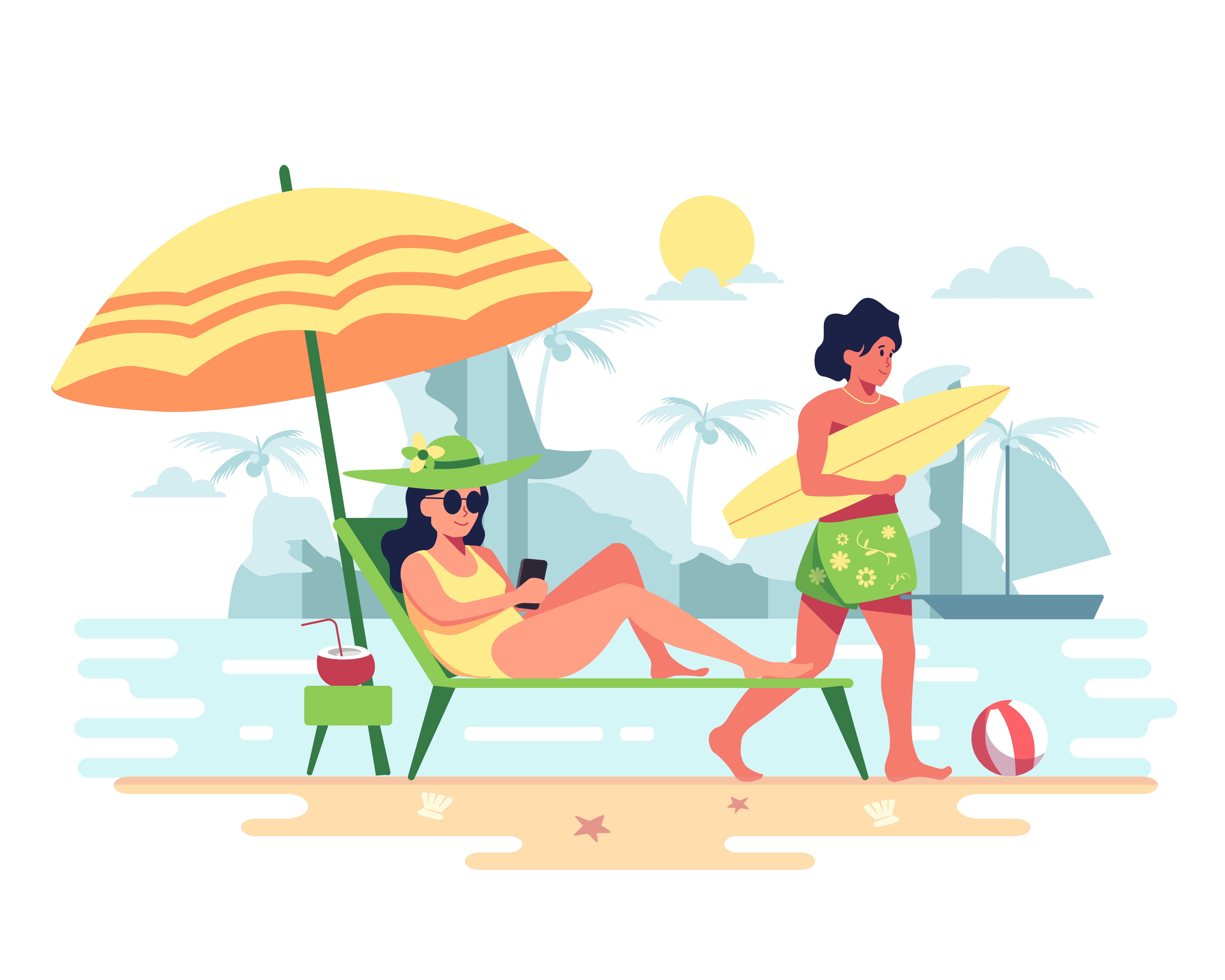 un homme et une femme en vacances à la plage