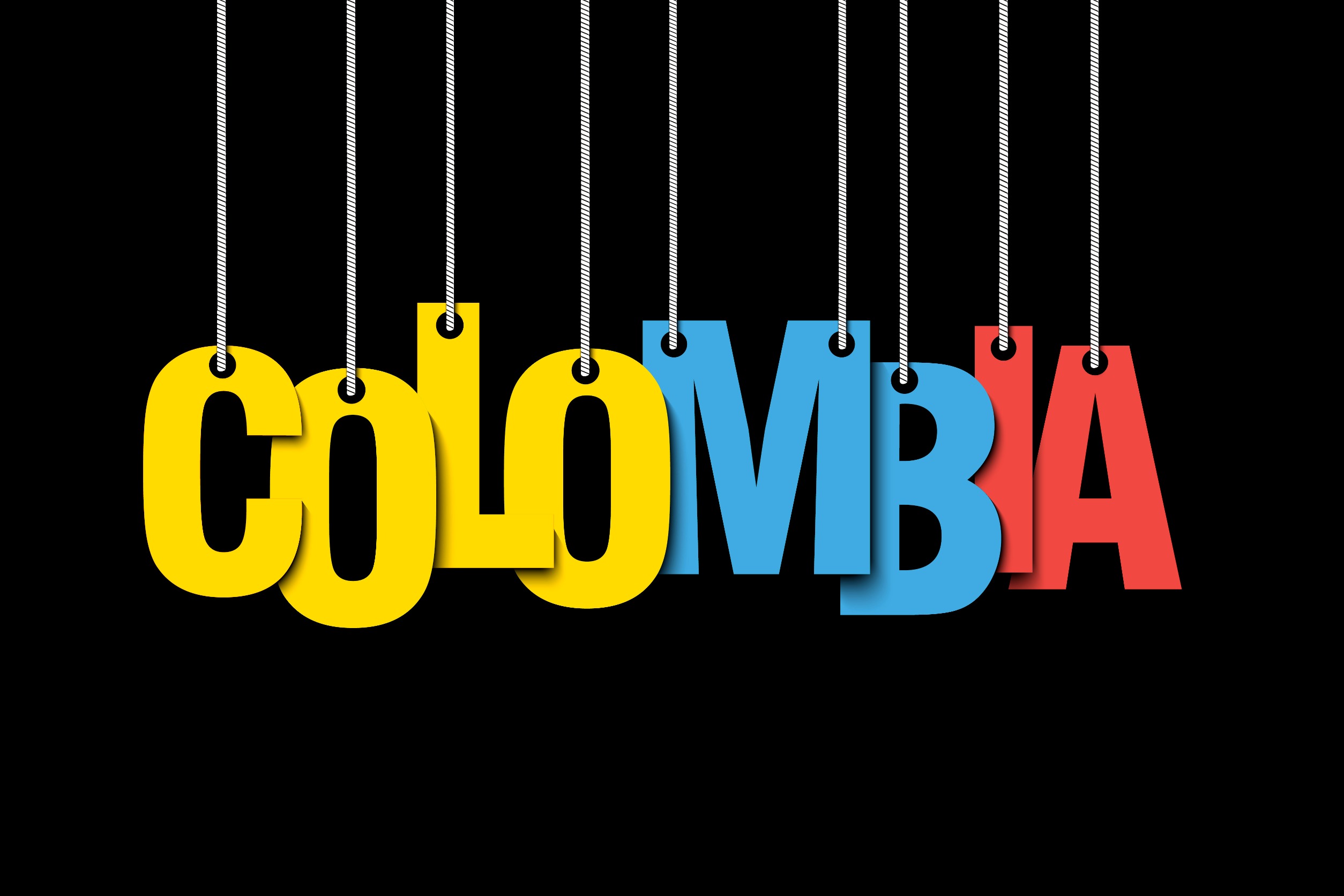le mot colombia sur fond noir