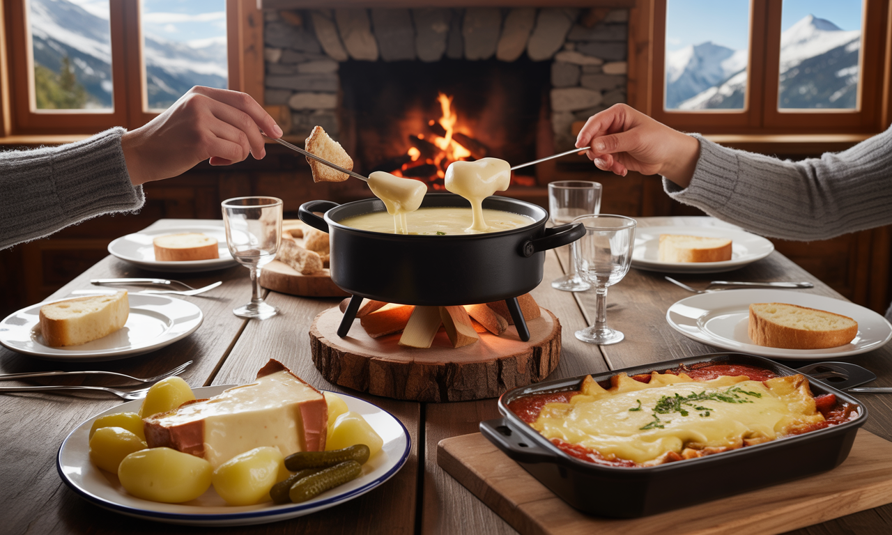 découvrez tous les plaisirs du repas montagnard : fondue, raclette, tartiflette et de nombreuses autres spécialités savoureuses pour réchauffer vos soirées d’hiver !